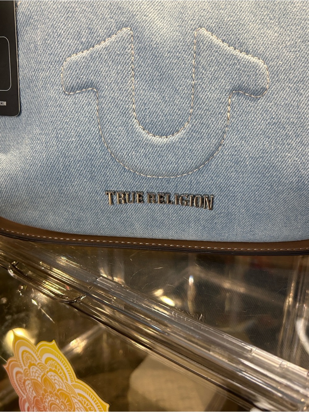 True Religion Light Blue Denim Hobo Bag W/ Brown Trim/Strap 12.75”x 3”x 8.5” NWT - Picture 8 of 12